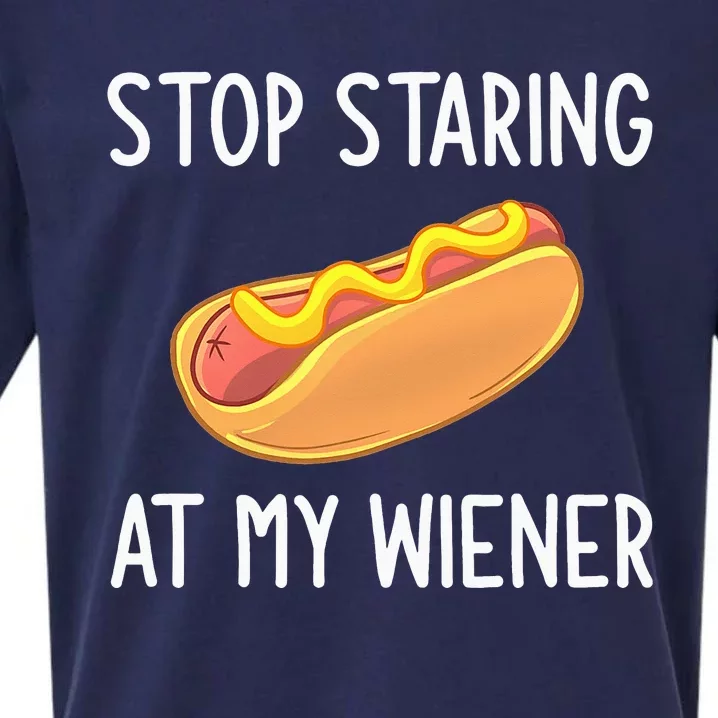 Stop Staring At My Wiener Funny Joke Sarcastic Sueded Cloud Jersey T-Shirt