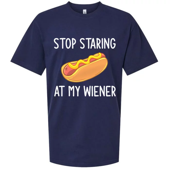 Stop Staring At My Wiener Funny Joke Sarcastic Sueded Cloud Jersey T-Shirt