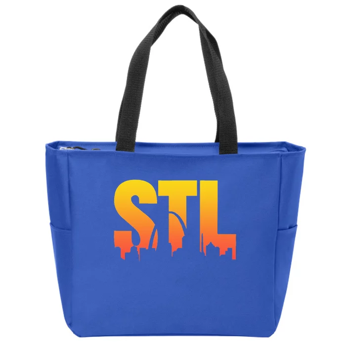 STL Skyline Art St. Louis Arch Missouri Souvenir Zip Tote Bag