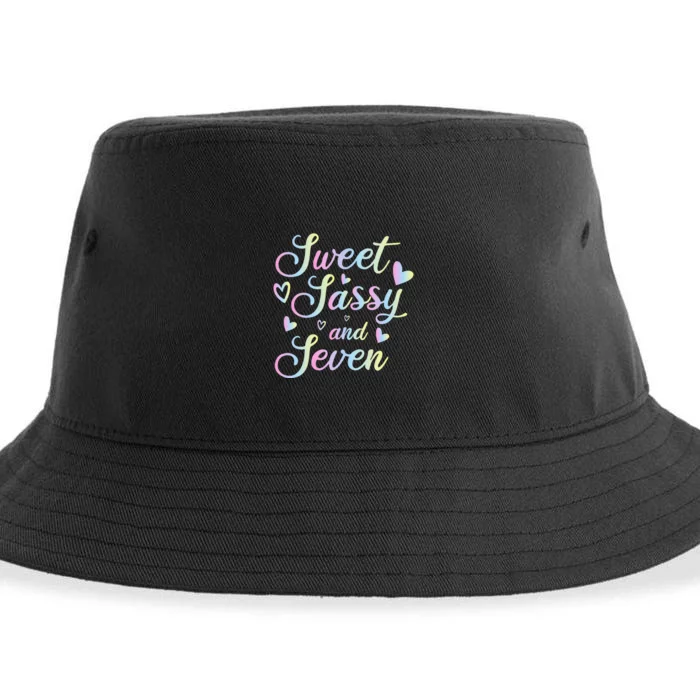 Sweet Sassy And Seven 7th Birthday 7 Years Old Princess Sustainable Bucket Hat