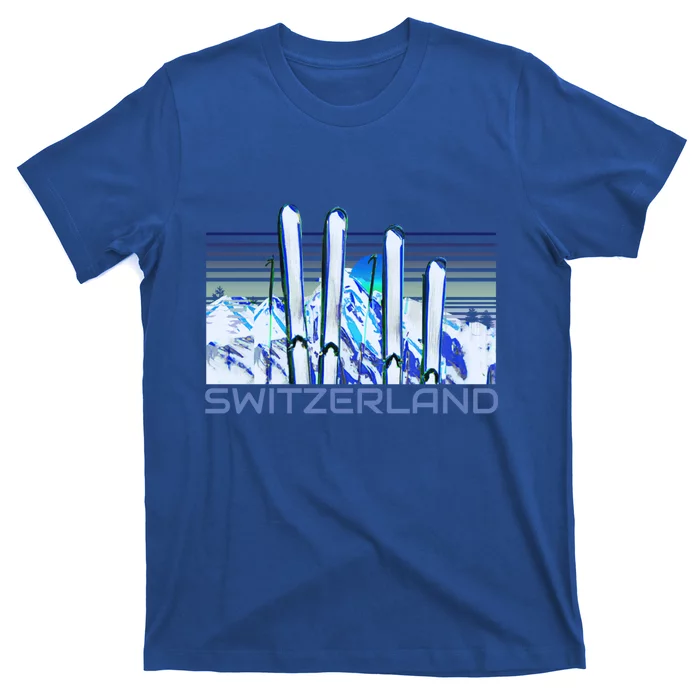 Switzerland Ski Accessories Retro Swiss Skiing Great Gift T-Shirt