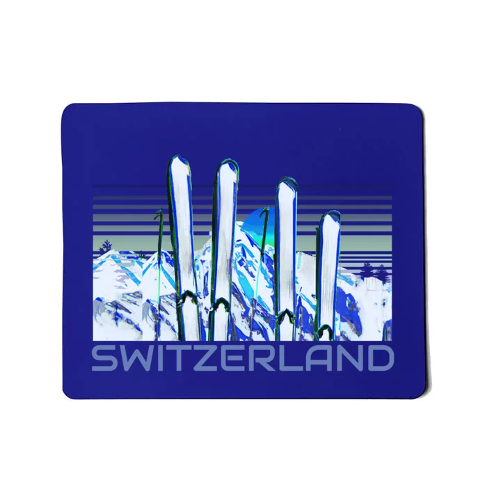 Switzerland Ski Accessories Retro Swiss Skiing Great Gift Mousepad