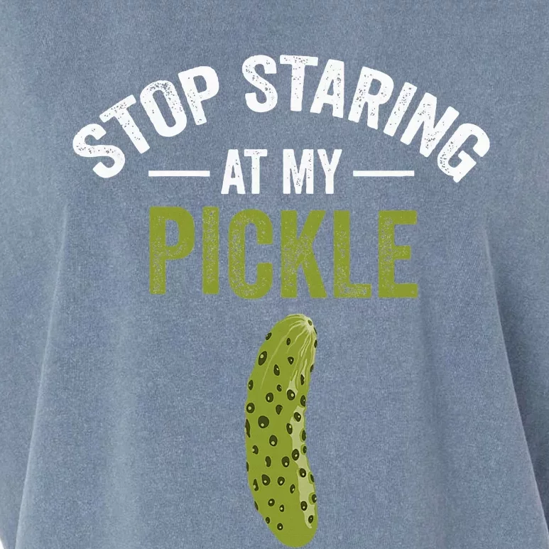 Stop Staring At My Pickle Halloween Pickle Costume Garment-Dyed Women's Muscle Tee