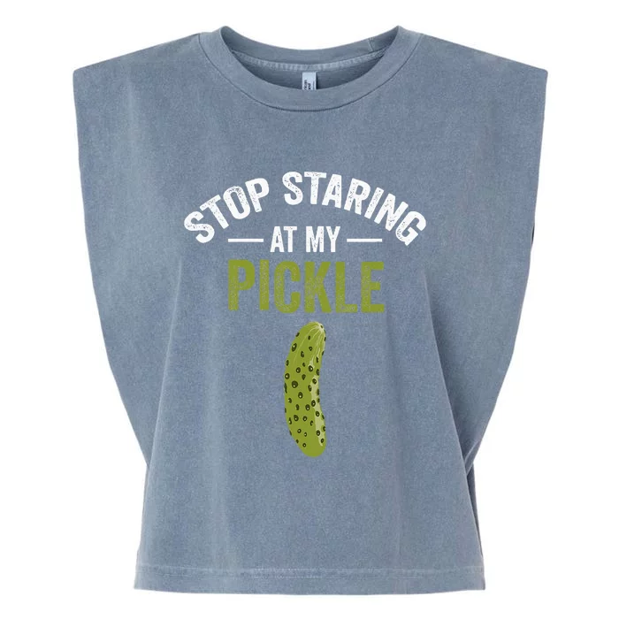 Stop Staring At My Pickle Halloween Pickle Costume Garment-Dyed Women's Muscle Tee