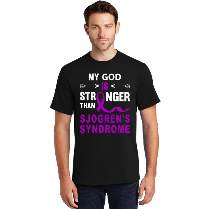 Sjogrens Syndrome Awareness Faith Purple Ribbon Support Tall T-Shirt