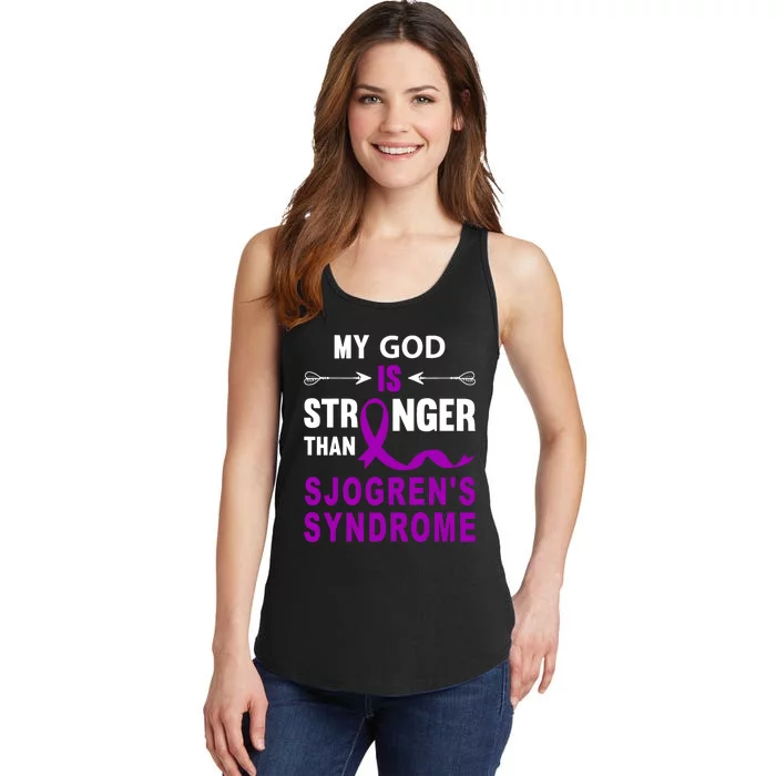 Sjogrens Syndrome Awareness Faith Purple Ribbon Support Ladies Essential Tank