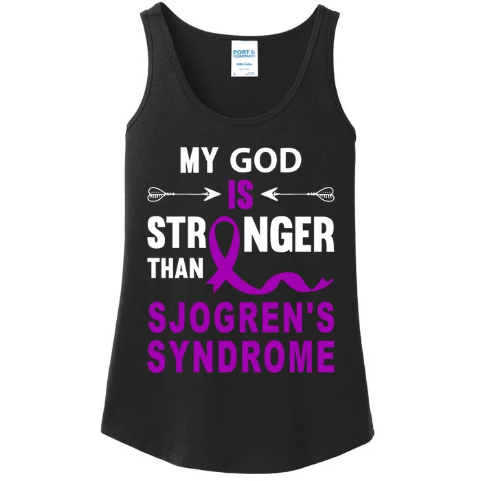 Sjogrens Syndrome Awareness Faith Purple Ribbon Support Ladies Essential Tank