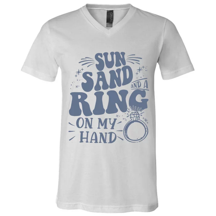 Sun Sand And A Dring In My Hand V-Neck T-Shirt