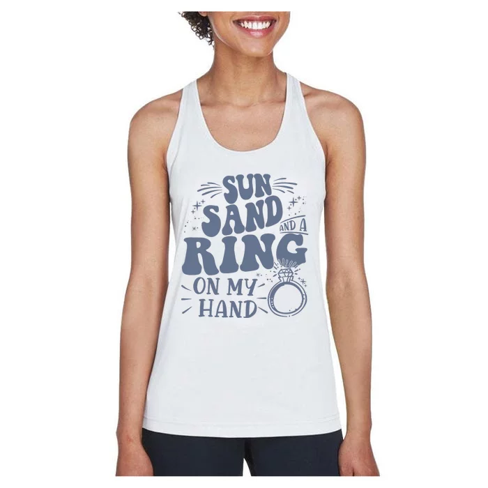 Sun Sand And A Dring In My Hand Women's Racerback Tank