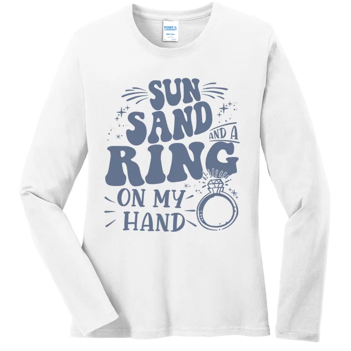 Sun Sand And A Dring In My Hand Ladies Long Sleeve Shirt