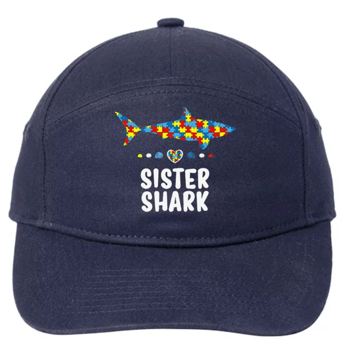 Sister Shark Autism Awareness Autism Women Tee 7-Panel Snapback Hat