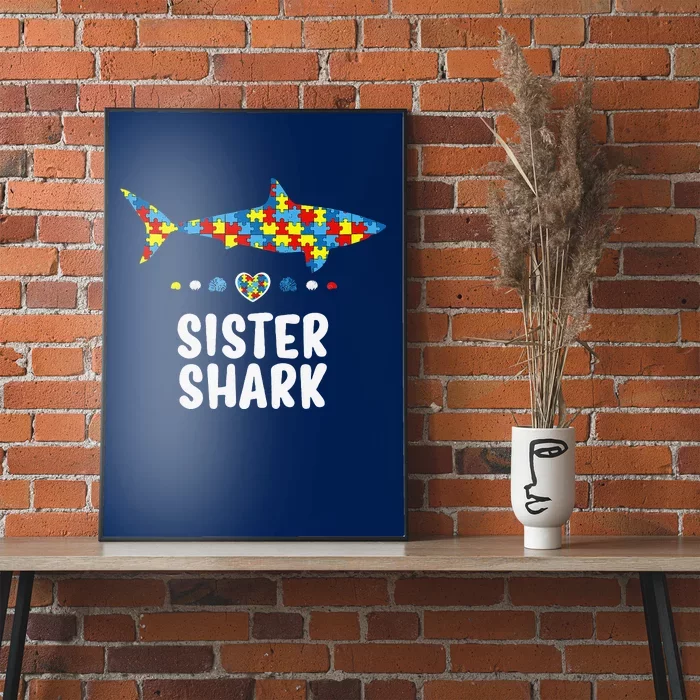 Sister Shark Autism Awareness Autism Women Tee Poster