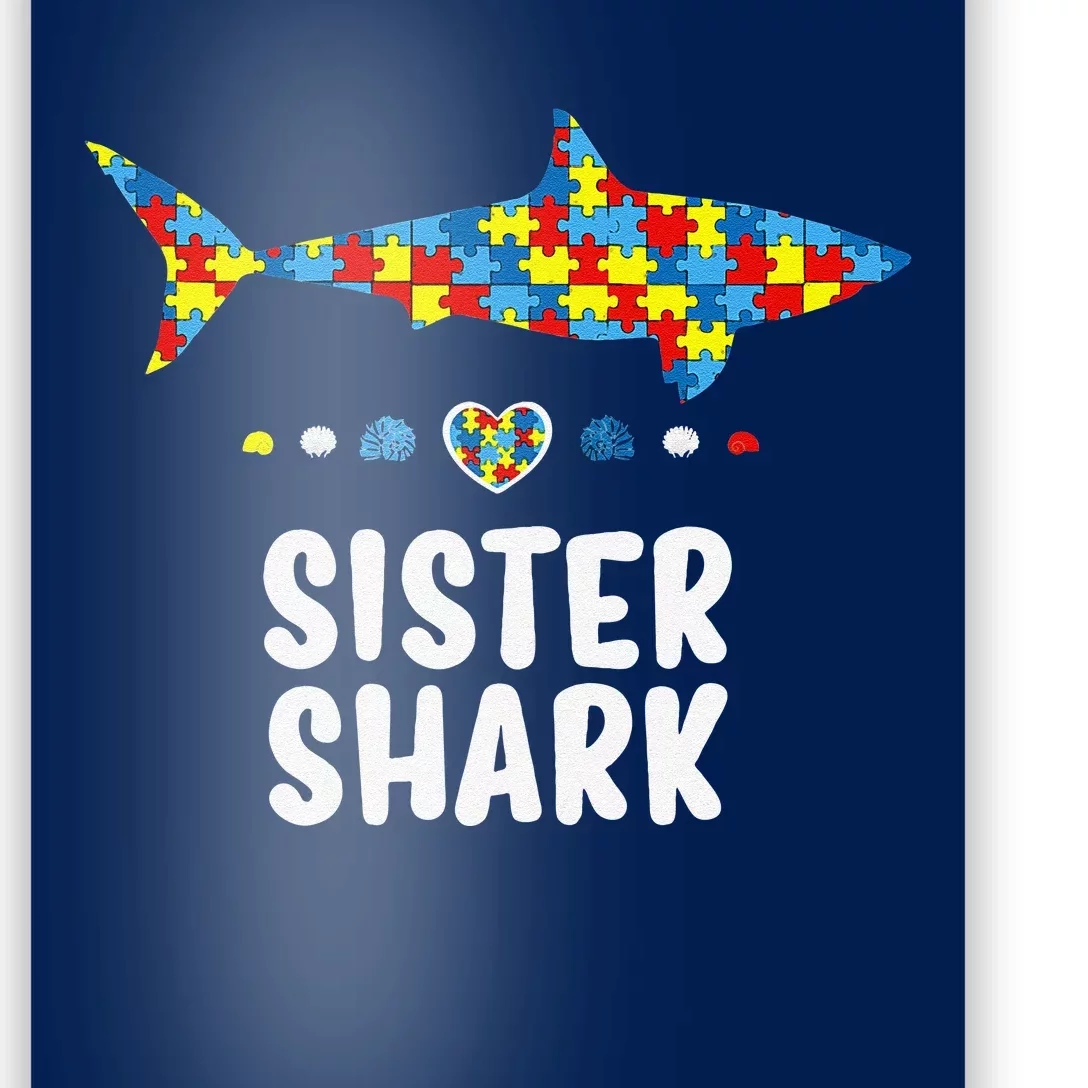 Sister Shark Autism Awareness Autism Women Tee Poster