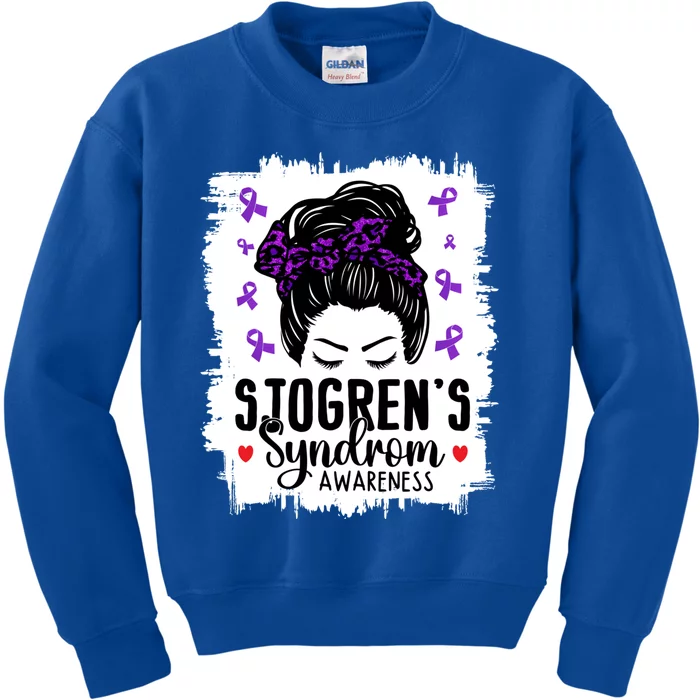 Sjogrens Syndrome Awareness World Month Bleached Mom Funny Gift Kids Sweatshirt