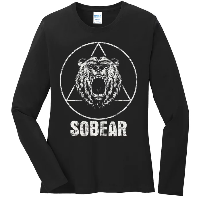 Sobear Sobriety Anniversary Sober Aa Na Recovery Ladies Long Sleeve Shirt