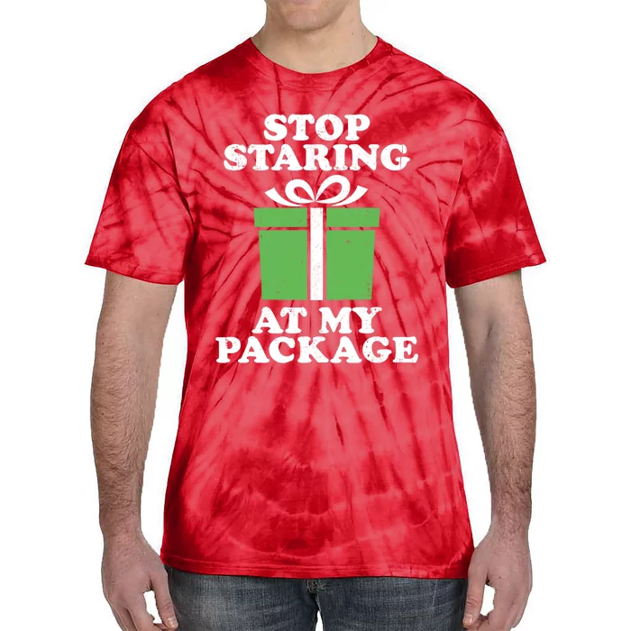 Stop Staring At My Package Funny Christmas In July Retro Tie-Dye T-Shirt