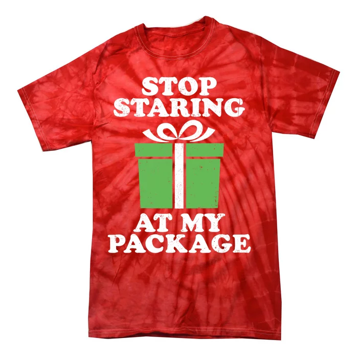 Stop Staring At My Package Funny Christmas In July Retro Tie-Dye T-Shirt