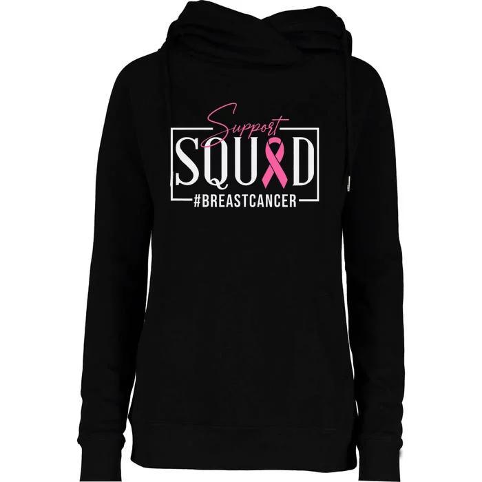 Support Squad Breast Cancer Awareness Womens Funnel Neck Pullover Hood