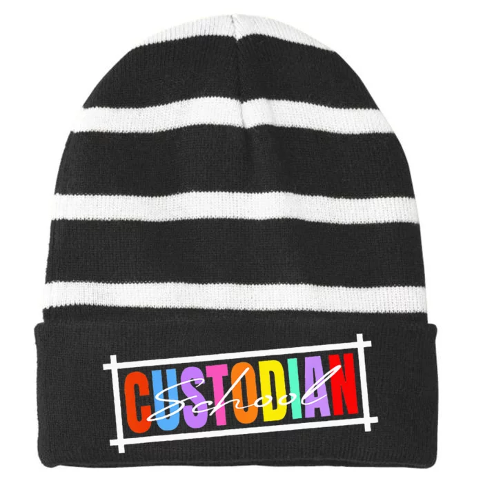 School Secretary Besties Funny School Secretary Striped Beanie with Solid Band