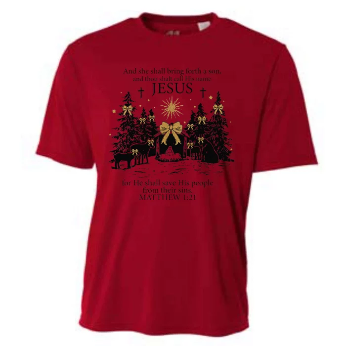 She Shall Bring Forth A Son O Come Let Us Adore Him Cooling Performance Crew T-Shirt