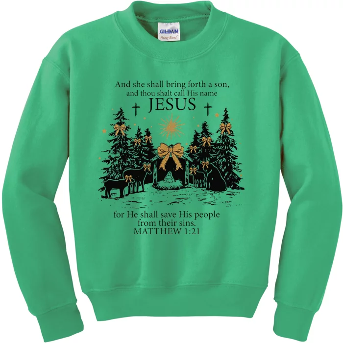 She Shall Bring Forth A Son O Come Let Us Adore Him Kids Sweatshirt