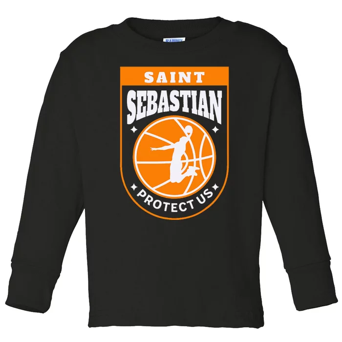 St Sebastian Basketball Dunk Saint Of Sports Athletes Toddler Long Sleeve Shirt