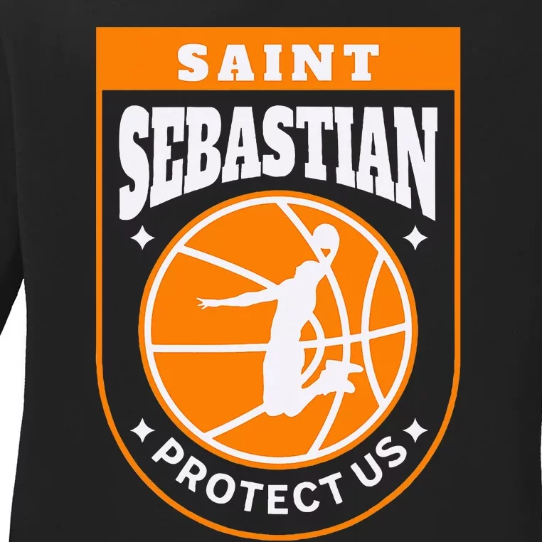 St Sebastian Basketball Dunk Saint Of Sports Athletes Ladies Long Sleeve Shirt