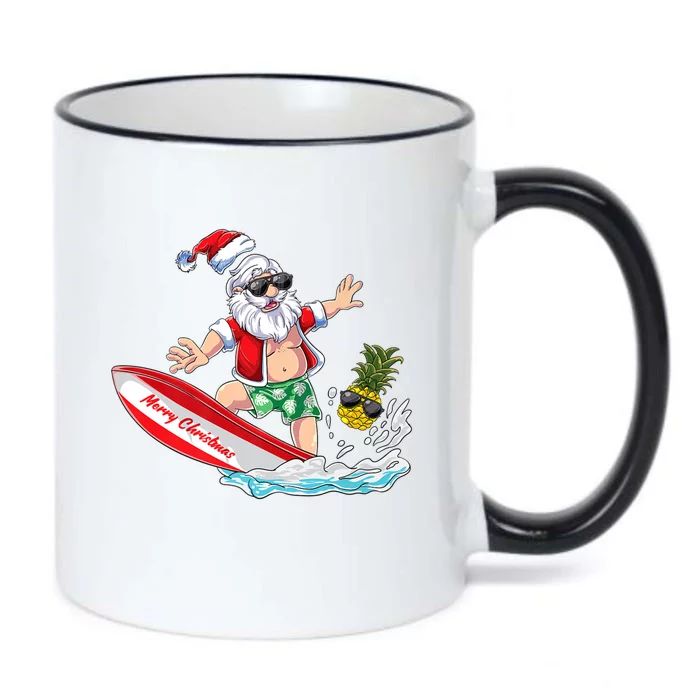 Surfing Santa Beach Holiday Plams Christmas In July Surf Black Color Changing Mug