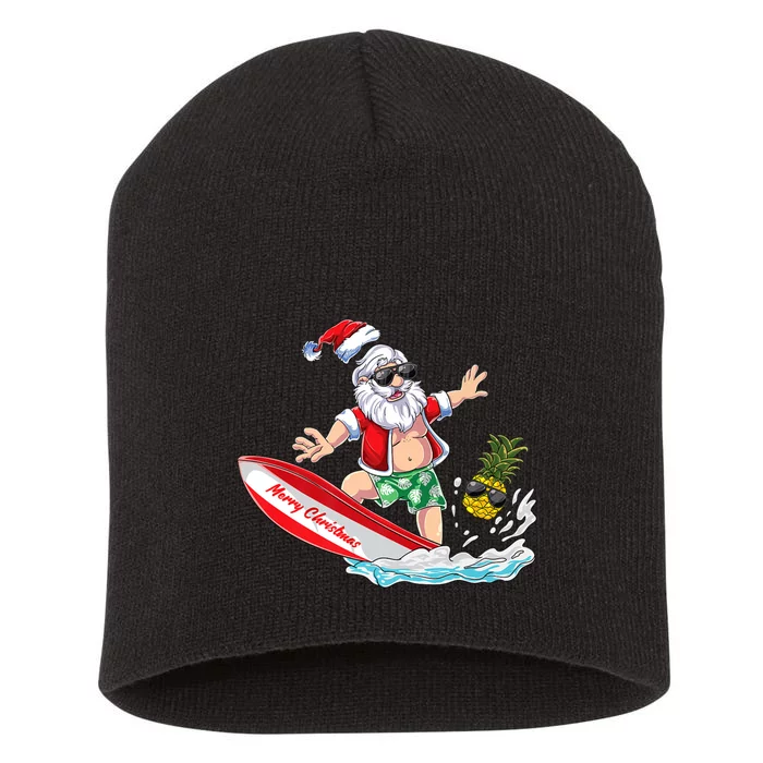 Surfing Santa Beach Holiday Plams Christmas In July Surf Short Acrylic Beanie