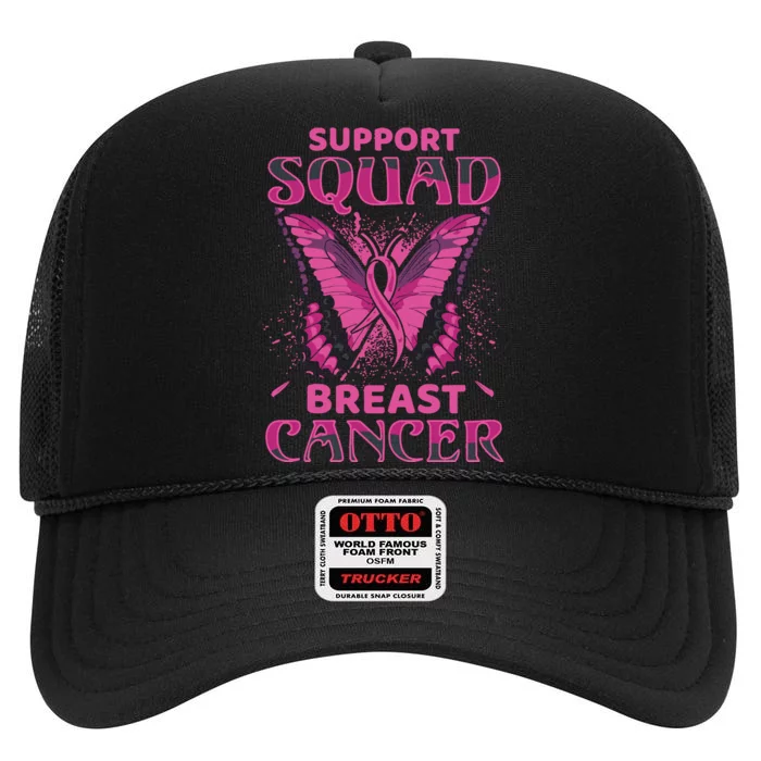 Support Squad Breast Cancer High Crown Mesh Trucker Hat