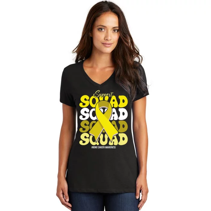 Support Squad Bone Cancer Awareness Women's V-Neck T-Shirt