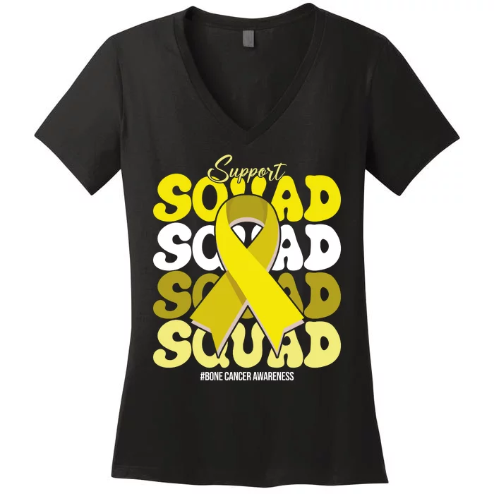 Support Squad Bone Cancer Awareness Women's V-Neck T-Shirt