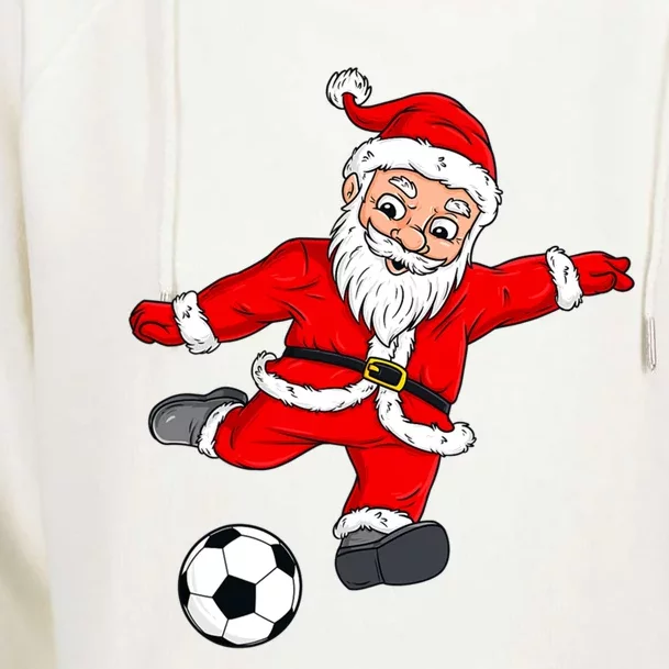 Santa Soccer Ball Funny Christmas Pajamas Xmas For Boys Gift Womens Funnel Neck Pullover Hood