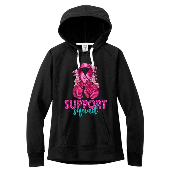 Support Squad Breast Cancer Awareness Boxing Gloves Women's Fleece Hoodie