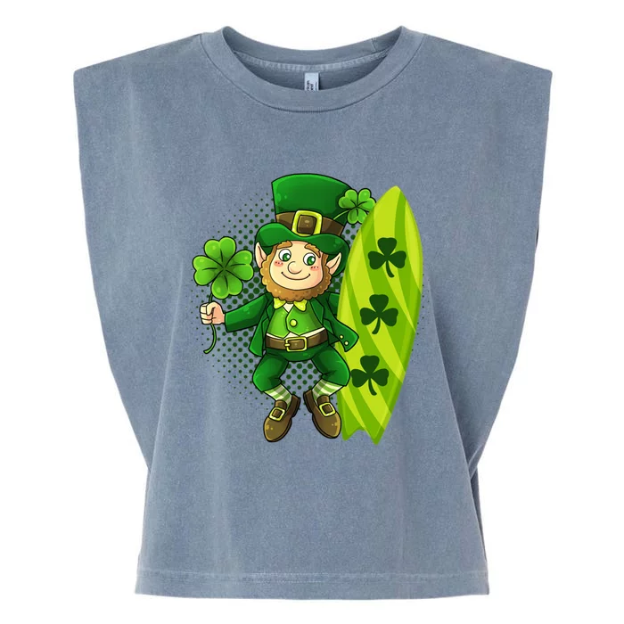 Surfing Summer Beach St Patricks Beer Cheers Shamrock Lucky Gift Garment-Dyed Women's Muscle Tee