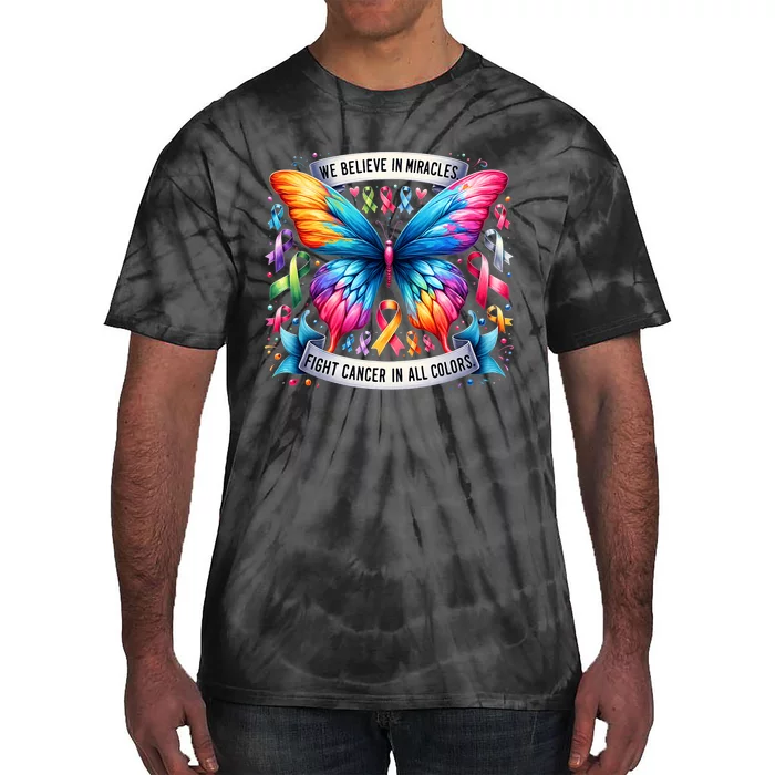 Support Squad Breast Cancer Awareness Cancer Butterfly Tie-Dye T-Shirt