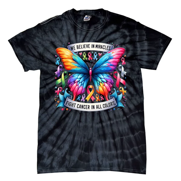 Support Squad Breast Cancer Awareness Cancer Butterfly Tie-Dye T-Shirt