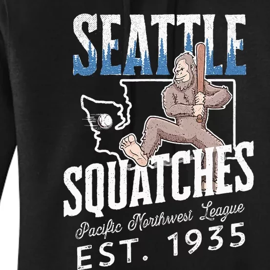 Seattle Squatches Bigfoot Baseball Team for Sasquatch Lovers Women's Pullover Hoodie