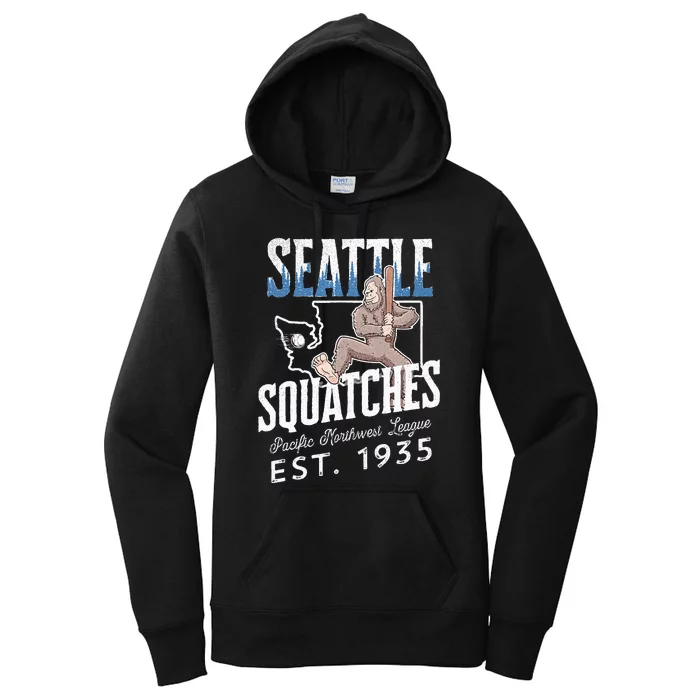 Seattle Squatches Bigfoot Baseball Team for Sasquatch Lovers Women's Pullover Hoodie