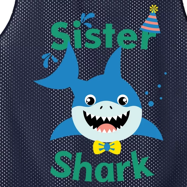 Sister Shark Birthday Party Matching Family Mesh Reversible Basketball Jersey Tank