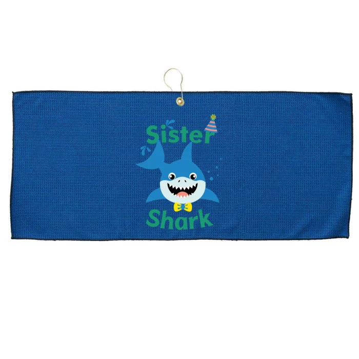 Sister Shark Birthday Party Matching Family Large Microfiber Waffle Golf Towel