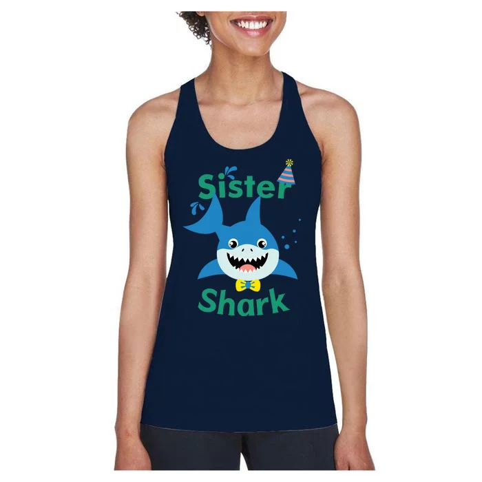 Sister Shark Birthday Party Matching Family Women's Racerback Tank