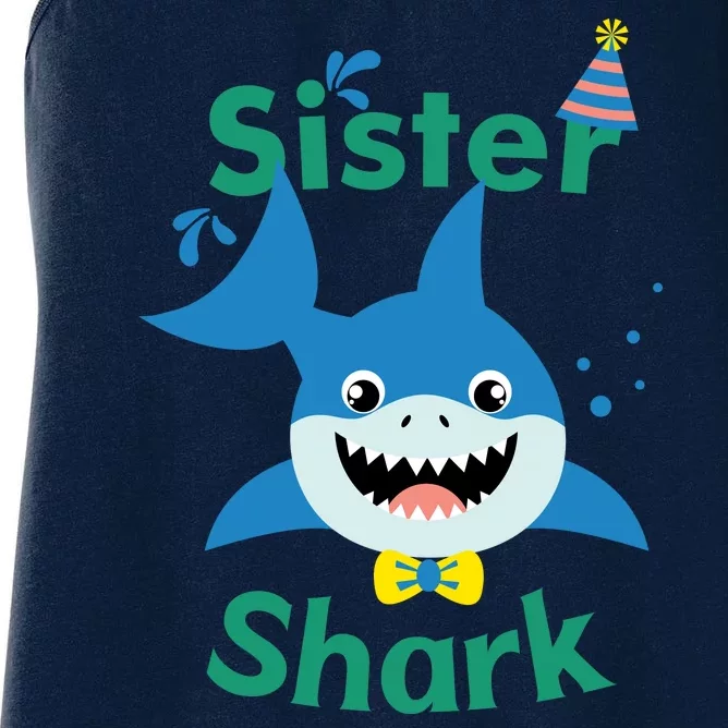 Sister Shark Birthday Party Matching Family Women's Racerback Tank