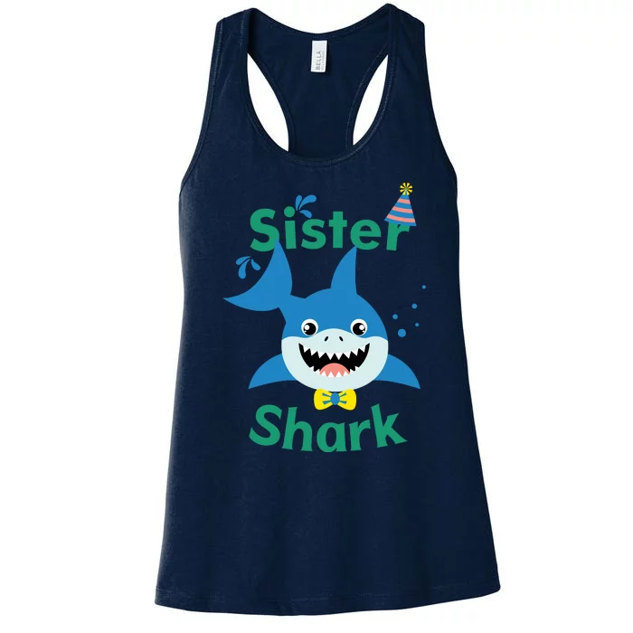 Sister Shark Birthday Party Matching Family Women's Racerback Tank