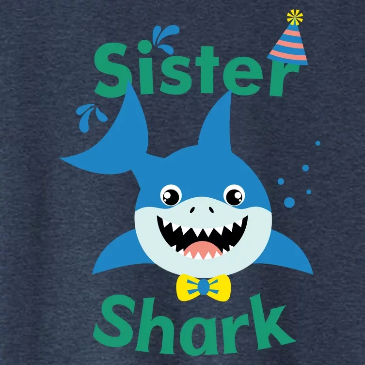 Sister Shark Birthday Party Matching Family Women's Crop Top Tee