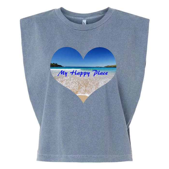 Summer Sand Beach Sea Ocean Is My Happy Place Gift Present Gift Garment-Dyed Women's Muscle Tee