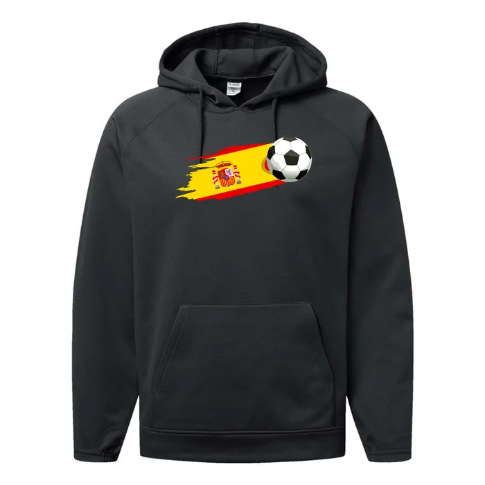 Spain Soccer Ball Spain Flag Jersey Spanish Football Fan Performance Fleece Hoodie