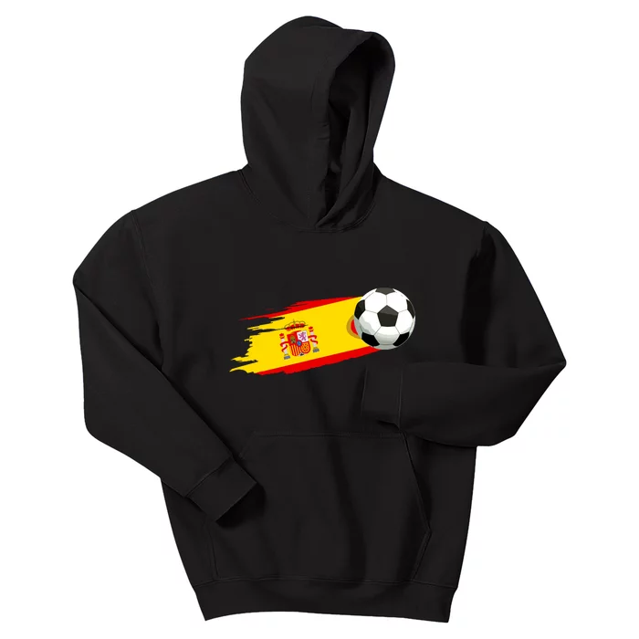 Spain Soccer Ball Spain Flag Jersey Spanish Football Fan Kids Hoodie