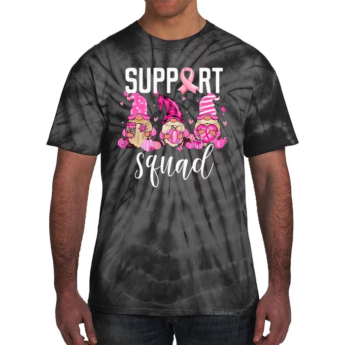 Support Squad Breast Cancer Awareness Gnomes Family Tie-Dye T-Shirt