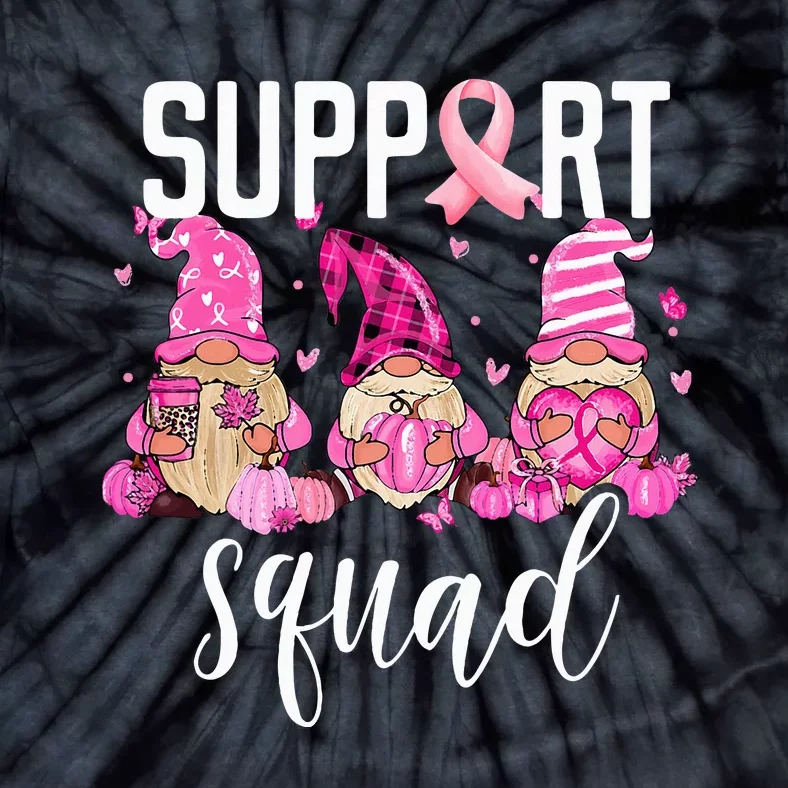 Support Squad Breast Cancer Awareness Gnomes Family Tie-Dye T-Shirt